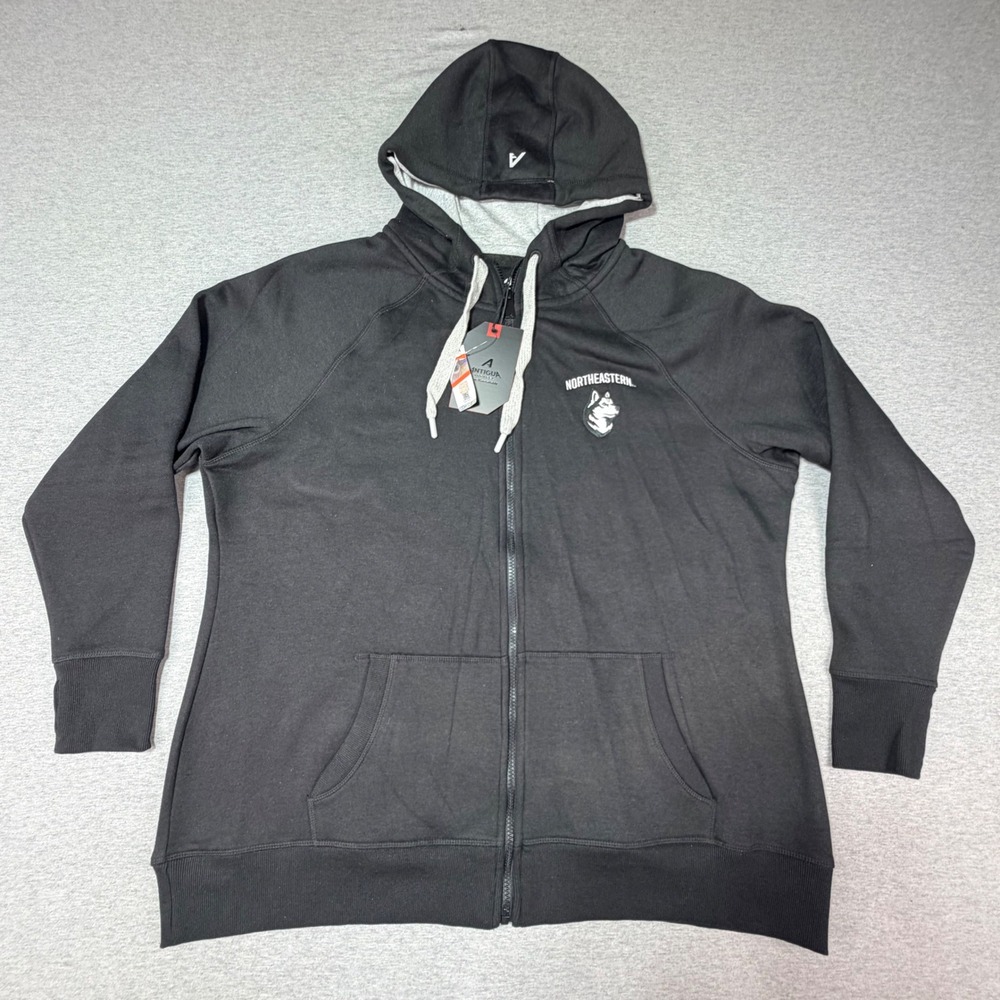 Antigua Northeastern Huskies Women 2XL Victory Full Zip Hoodie Black 101185